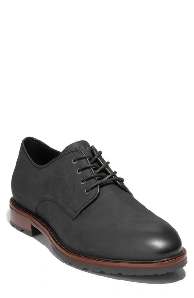 Cole Haan Berkshire Lug Plain Toe Derby In Black Waxy Leather