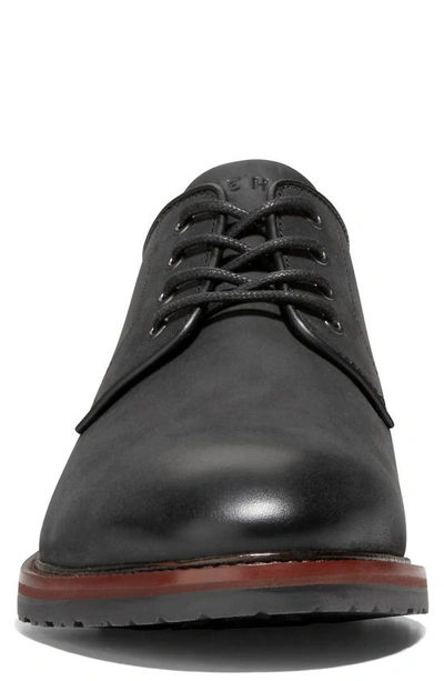 Cole Haan Berkshire Lug Plain Toe Derby In Black Waxy Leather