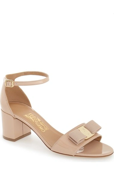 Shop Ferragamo 'gavina' Ankle Strap Sandal (women) In Beige Patent