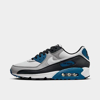 Shop Nike Men's Air Max 90 Casual Shoes In Light Smoke Grey/black/industrial Blue/summit White