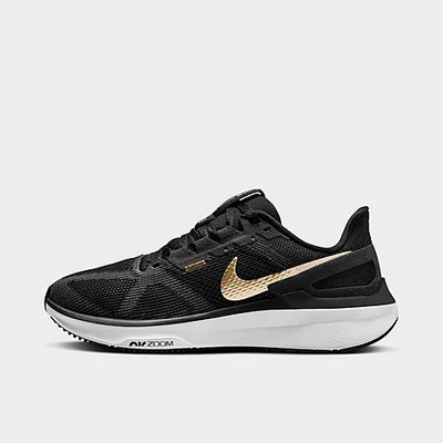 Shop Nike Women's Air Zoom Structure 25 Running Shoes In Black/metallic Gold/white/dark Smoke Grey