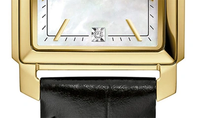 Bulova Women's Classic Sutton Diamond Accent Black Leather Strap Watch 21mm In Goldone