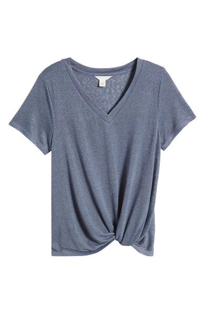 Shop Caslon Twist Hem V-neck T-shirt In Grey Stone