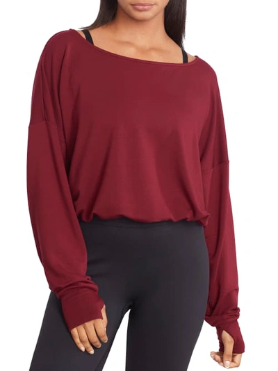 Shop Body Up Activewear Everywhere Cinched Hem Top In Merlot Heather