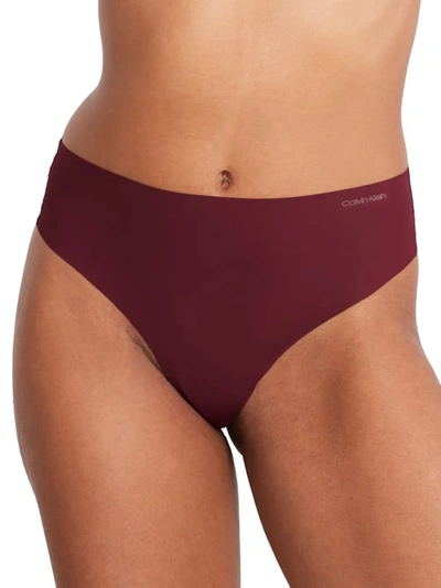 Shop Calvin Klein Invisibles High-waist Thong In Tawny Port