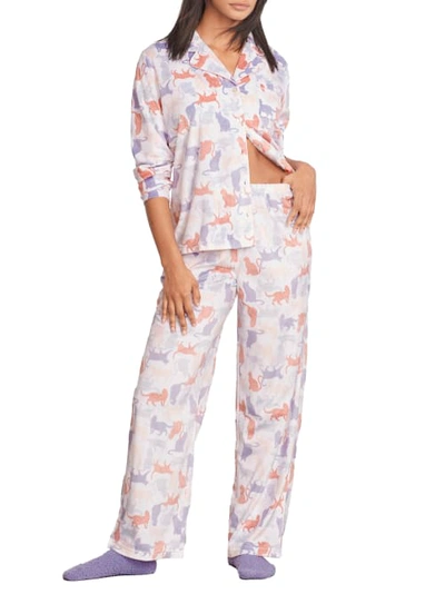 Shop Karen Neuburger Girlfriend Fleece Pajama Set In Cozy Cat