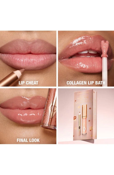 Charlotte Tilbury Mini Glossy Pink Lip Gloss + Lip Liner Set Nude Pink In Nude Pink