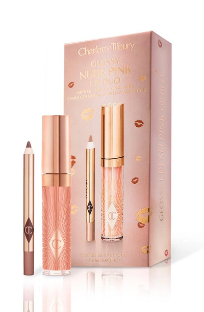 Charlotte Tilbury Mini Glossy Pink Lip Gloss + Lip Liner Set Nude Pink In Nude Pink