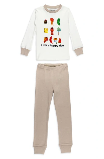 Shop L'ovedbaby X 'the Very Hungry Caterpillar™' Kids' Fitted Organic Cotton Two-piece Pajamas In Happy Day