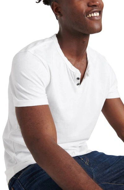 Lucky Brand Button Notch Neck T-shirt In Bright White