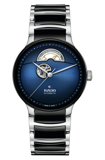 Shop Rado Centrix Open Heart Automatic Ceramic Bracelet Watch, 39.5mm In Blue