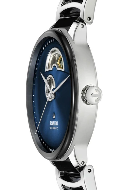 Shop Rado Centrix Open Heart Automatic Ceramic Bracelet Watch, 39.5mm In Blue
