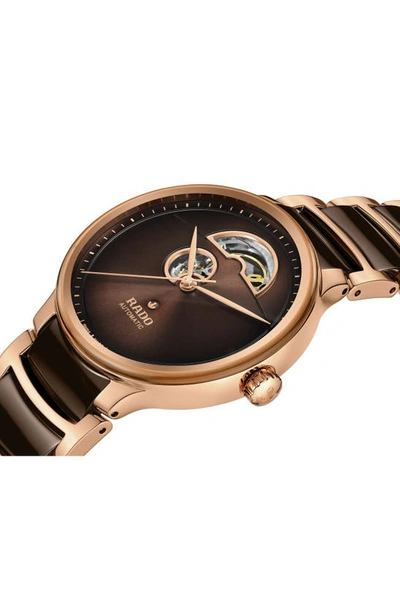 Rado Centrix Open Heart Automatic Ceramic Bracelet Watch, 39.5mm In Brown
