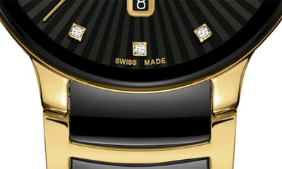 Rado Centrix Diamond Ceramic Bracelet Watch, 30.5mm In Black