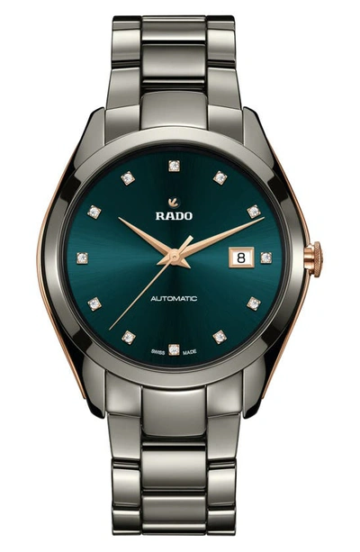 Shop Rado Hyperchrome Diamond Automatic Bracelet Watch, 42mm In Teal/ Silver
