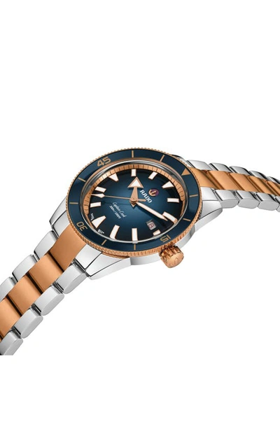 Rado Men's Swiss Automatic Captain Cook Two-tone Stainless Steel Bracelet Watch 42mm In Blue