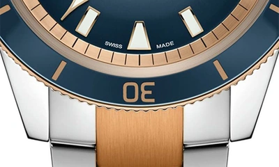 Rado Men's Swiss Automatic Captain Cook Two-tone Stainless Steel Bracelet Watch 42mm In Blue