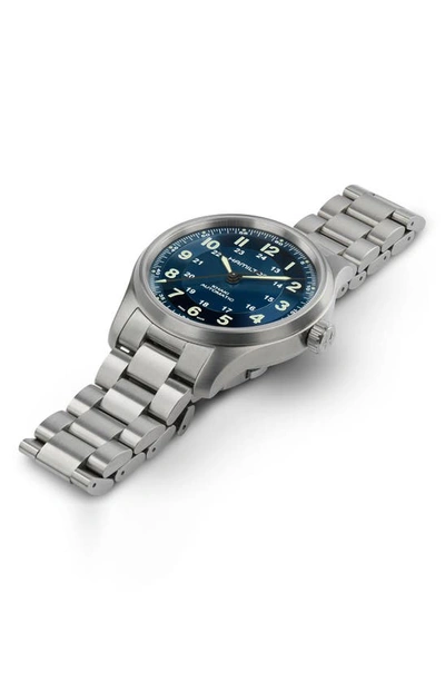 Shop Hamilton Khaki Field Automatic Bracelet Watch, 38mm In Blue