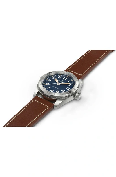 Shop Hamilton Khaki Field Expedition Automatic Leather Strap Watch, 37mm In Blue