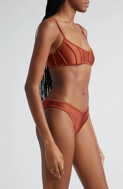 Shop Zimmermann Alight Corset Two-piece Swimsuit In Terracotta