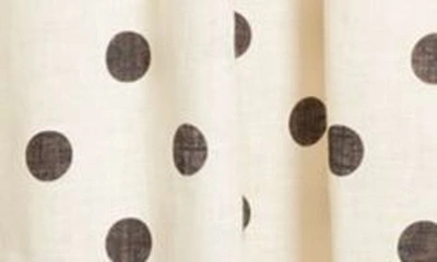 Shop Zimmermann Polka Dot Pleated Linen Midi Dress In Cream/ Black Dot