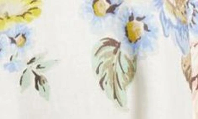Shop Zimmermann Lace Trim Floral Print Linen Sundress In Blue Floral