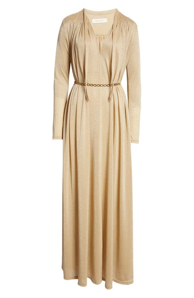 Shop Zimmermann Matchmaker Metallic Long Sleeve Jersey Dress In Gold