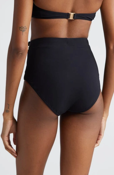 Zimmermann Alight Eyelet High Waist Bikini Bottoms In Noir