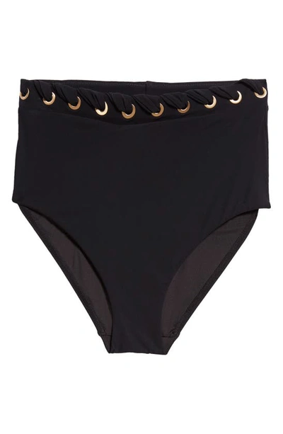 Shop Zimmermann Alight Eyelet High Waist Bikini Bottoms In Noir