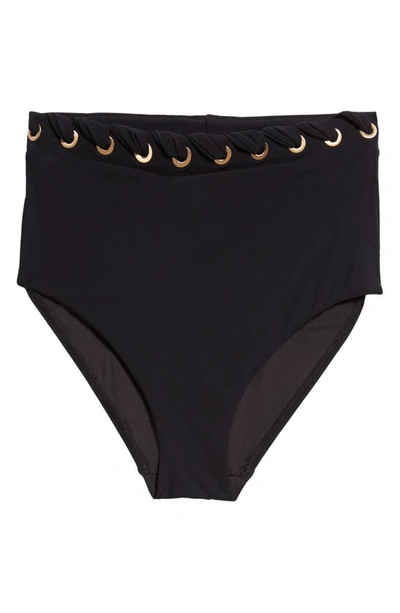 Zimmermann Alight Eyelet High Waist Bikini Bottoms In Noir