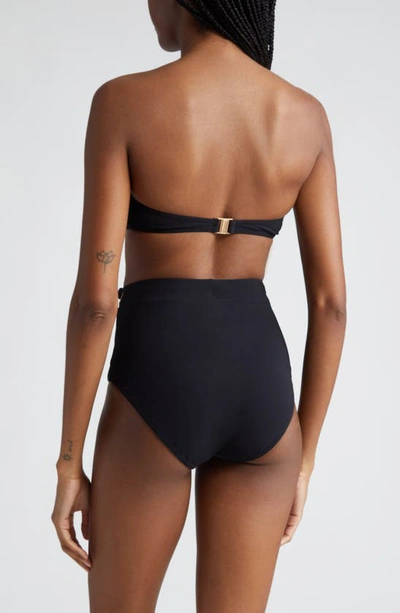 Zimmermann Alight Eyelet High Waist Bikini Bottoms In Noir