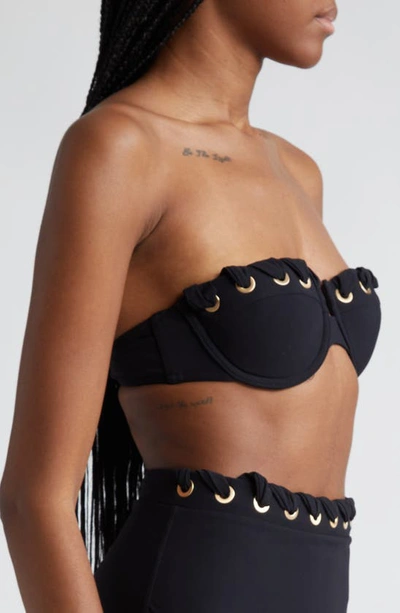 Shop Zimmermann Alight Eyelet Underwire Balconette Bikini Top In Noir