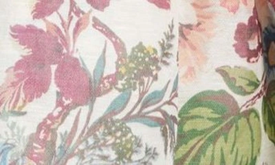 Shop Zimmermann Matchmaker Bustier Corset Linen & Silk Organza Mini Sundress In Ivory Barkcloth Print