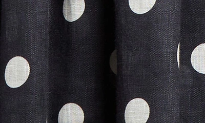 Shop Zimmermann Polka Dot Pleated Linen Minidress In Black/ Cream Dot
