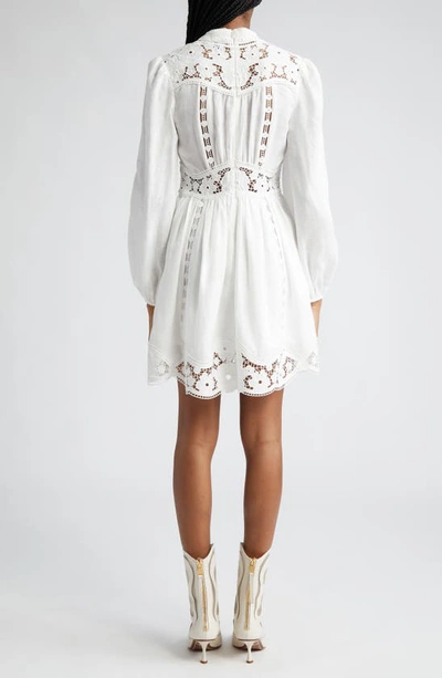 Shop Zimmermann August Broderie Anglaise Long Sleeve Minidress In Ivory