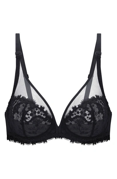 Simone Perele Embroidered Full Cup Plunge Bra In Black