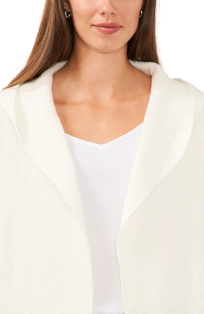 Shop Halogen Rib Open Front Hooded Cardigan In Off White