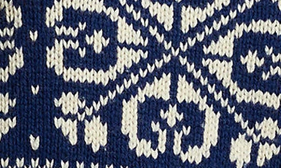 Shop Ralph Lauren Snowflake Wool Blend Crewneck Sweater In Navy/ Cream