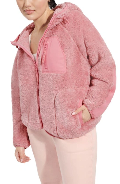 Shop Ugg Ruthie Fleece Zip Jacket In Horizon Pink/ New Coral