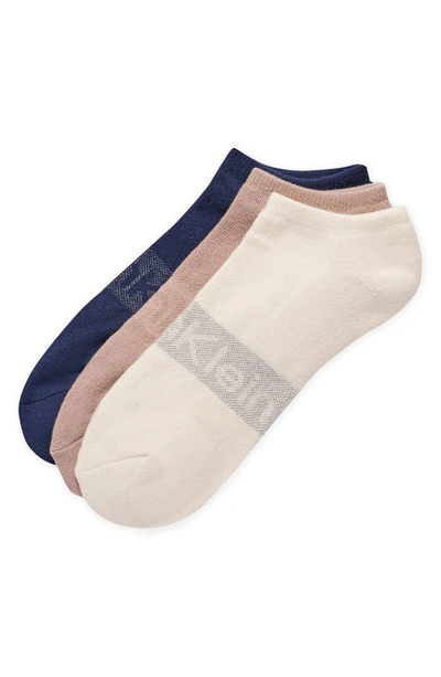 Shop Calvin Klein Assorted 3-pack Cushion Organic Cotton Blend No-show Socks In Tan Multi