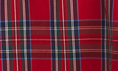 Shop Vineyard Vines Plaid Long Sleeve Stretch Cotton Popover Minidress In Royal Stewart - Red