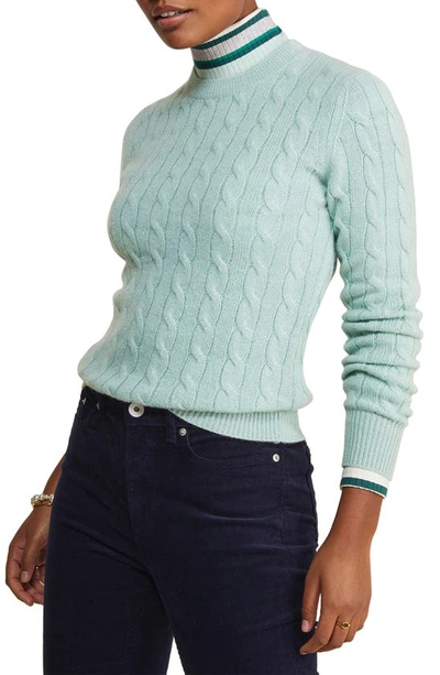 Shop Vineyard Vines Cable Stitch Cashmere Sweater In Mist Green