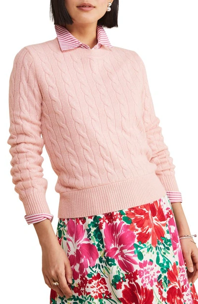 Shop Vineyard Vines Cable Stitch Cashmere Sweater In Strawberry Cream