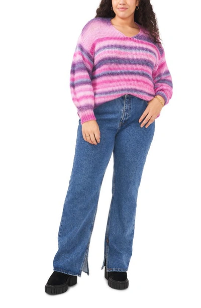 Vince Camuto Roving Stripe Sweater In Berry Hibiscus