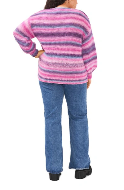 Vince Camuto Roving Stripe Sweater In Berry Hibiscus