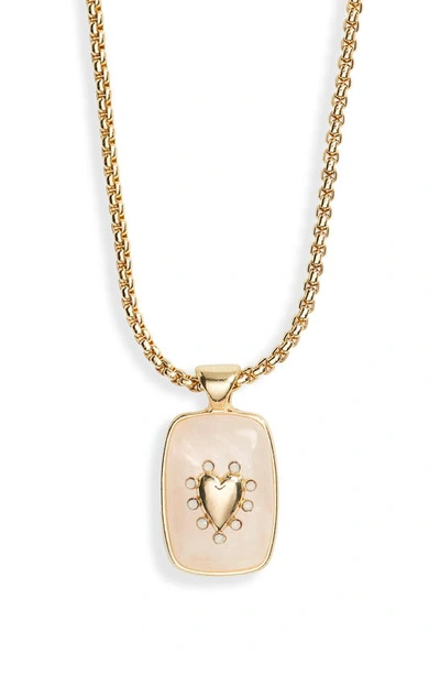 Shop Nordstrom Rose Quartz Heart Pendant Necklace In Blush- Gold