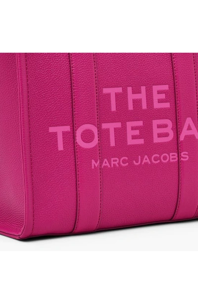 Shop Marc Jacobs The Leather Medium Tote Bag In Lipstick Pink