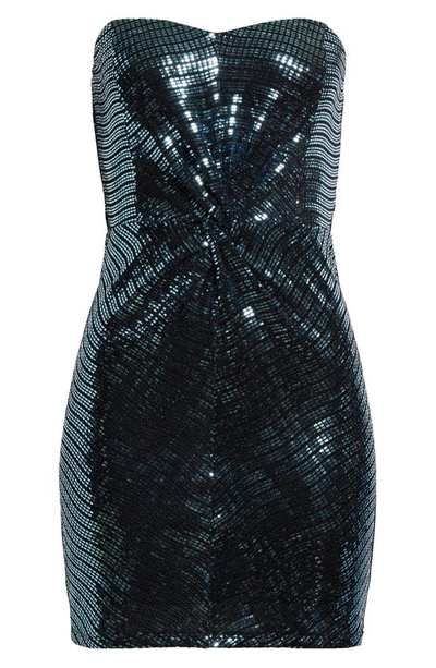 Shop Ramy Brook Daya Strapless Sequin Minidress In Navy Disco Knit