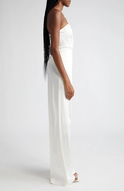 Shop Ramy Brook Mira Corset Strapless Wide Leg Jumpsuit In Ivory