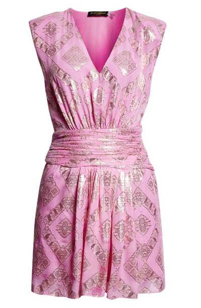 Shop Ramy Brook Reina Metallic Jacquard Silk Blend Minidress In Pink Orchid Combo Metallic Geo